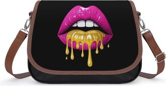 Generic Lip Golden Drip Small Womens Crossbody Bags Shoulder Handbag with Adjustable Strap for Travel