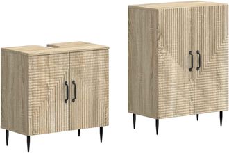 vidaXL Juego De Gabinete De Ba&ntilde;o De 2 Piezas Haarlem Roble Sonoma Vidaxl