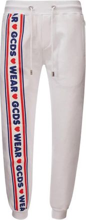 GCDS Witte Joggingbroek met Logo - Heren - Sweatpants - Wit - L - Katoen - Broeken