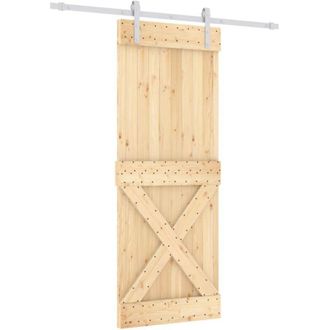 vidaXL Puerta Corredera Con Herrajes Madera Maciza De Pino 80x210 Cm Vidaxl