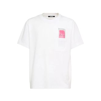 Jacquemus Cotton Eskimo T-shirt White/Pink Roundneck - male - Jacquemus - T-Shirts - White - S - Tops