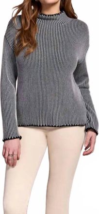 Tribal Combed Cotton Two Tone Rib Sweater In Grey Mix