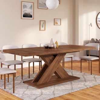 IDMarket Alicia Mesa De Comedor Rectangular Extensible 6-10 Personas Nogal 160-200 Cm