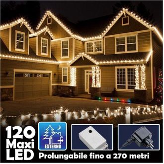 Trade Shop Trade Shop - Catena Luminosa Natalizia 120led Bianco Caldo Con Flash 9mt Esterno Prolungabile