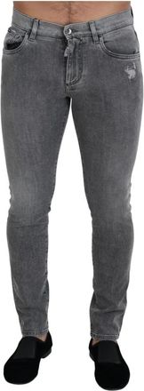 Dolce & Gabbana Chique Grijs Gewassen Denim Jeans - Heren - Slim Fit Jeans - Grijs - XS - Denim - Jeans