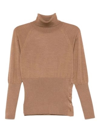 Simone Rocha fitted high-neck top - women - Merino/Silk - S - Brown