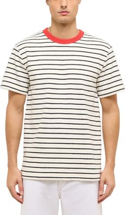 Mustang T-Shirt MUSTANG MU-Akron, Herren, Gr. XL, schwarz, wei&szlig; gestreift, Strick, Obermaterial: 100% Baumwolle, gestreift, relaxed fit normal, Rundhals, Shir