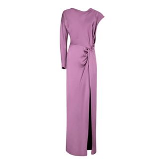 Federica Tosi Gowns, female, Purple, Size: XS One-shoulder Satin Long Dress