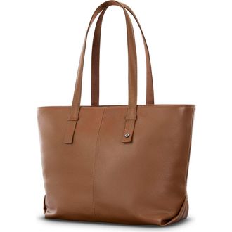 Samsonite Mobile Solution 2 Leather Tote W/ Laptop Sleeve in Cognac at Nordstrom