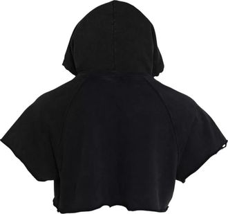 Dolce & Gabbana Black Cotton Hooded Short Sleeves Cropped Mens T-shirt