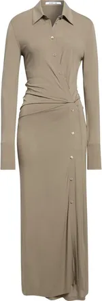Helmut Lang Asymmetric Long Sleeve Dress in Fallen Rock at Nordstrom, Size Xx-Small