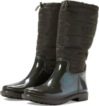 Calvin Klein Siston Womens Dark Green Pull On Cold Weather Rain Boots LION621