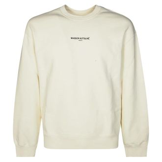 Maison Kitsun&eacute; Sweatshirts, male, White, Size: L Felpa Girocollo Overlogo Paris