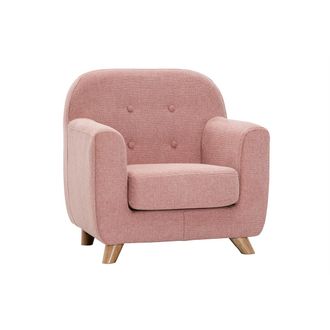 Miliboo Miliboo - Sill&oacute;n Para Ni&ntilde;os N&oacute;rdico De Tela Efecto Aterciopelado Texturizado Rosa Y Madera Clara Norkid