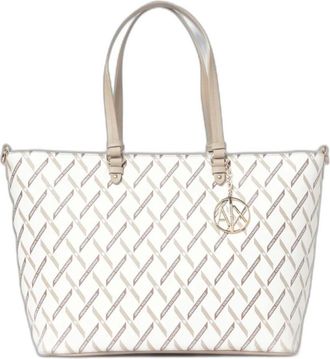 A|X Armani Exchange Shopper Bag - unisex - Tassen - Wit - Maat: ONE Size Leer