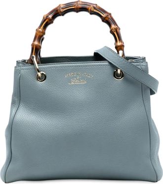 Gucci 2016-2024 kleine Bamboo kalfsleren tas - Blauw