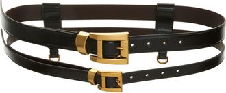 Versace Double Row Harness Belt in Black Gold at Nordstrom, Size 80