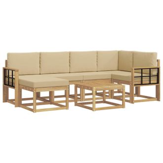 vidaXL Conjunto De Sof&aacute;s De Exterior Con Coj&iacute;n 7 Pcs Y Beige Vidaxl
