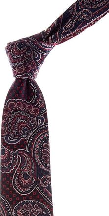 Canali Red & Blue Paisley/Medallions Reversible Silk Tie