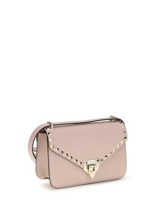 Valentino Garavani Womens Rockstud Mini Shoulder Bag Rose Quartz Calf Leather Bos Taurus