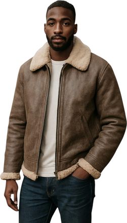 Infinity Leather Heren grijs B3 WW2 schapenvacht leren vliegeniersjack - Paars