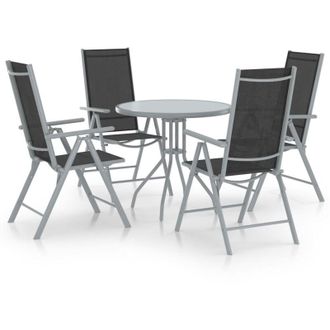 vidaXL Set De Comedor Para Jard&iacute;n 5 Piezas Aluminio Y Textilene Plata Vidaxl