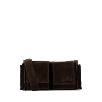 Miu Miu Dark Brown Suede Utilitaire Crossbody Bag