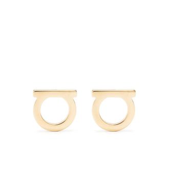 Ferragamo Gancini Plaque Stud Oorbellen - Dames - Oorbellen - Geel - ONE Size - Accessoires