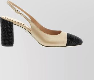 Rene Caovilla leather crystal embellished slingback pumps