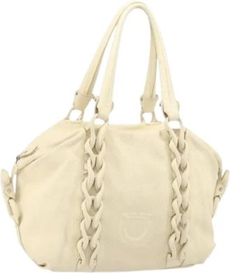 Ferragamo Pre-owned Handbags, female, Beige, Size: ONE SIZE Pre-owned Leather Handbag