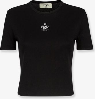 Fendi T-shirt in cotone a costine - FENDI - gender_Woman