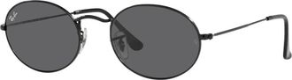 Ray-Ban Vintage Ovale Zonnebril met Platte Glazen Lenzen - unisex - Zonnebrillen - Zwart - 51 MM - Accessoires