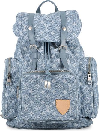 Louis Vuitton Monogram Blue Nylon Denim Leather Backpack (Pre-Owned)