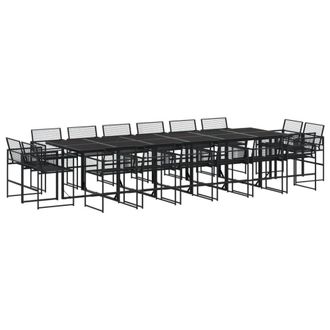Berkfield Home 17 Piece Garden Dining Set Black Poly Rattan