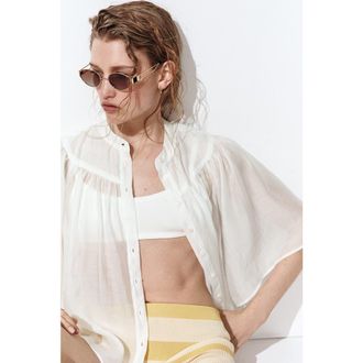 H&M Butterfly-sleeved Blouse in White at Nordstrom, Size X-Small