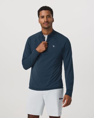 Vuori Clothing Clearview Seamless Quarter Zip | Ocean Blue | Medium
