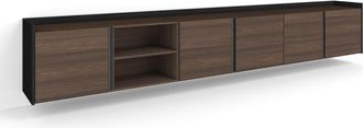 Skraut Home Skraut Home - Mueble Tv, Televisi&oacute;n, Muebles De Sal&oacute;n, Almacenaje, 309x35x50cm, Para Tv Hasta 80, Colgado, Suspendido, Estilo Moderno, Roble Oscuro Y 