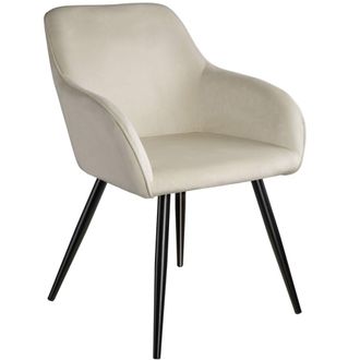 TecTake Silla de comedor aterciopelada 58 x 62 x 82 cm crema/negro