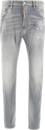 Dsquared2 Gedetailleerde Denim Jeans - Heren - Slim Fit Jeans - Grijs - XS - Leer - Jeans