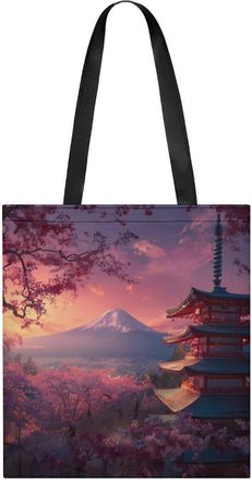 Generic Japan Chureito Pagoda Mt Fuji Tote Bag for Women Men Shoulder Bags Purses Pouch Handbags