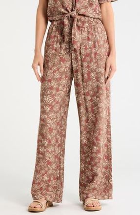 Sanctuary Retreat Wide Leg Pants in Banshee Print Brown at Nordstrom Rack, Size X-Small