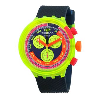 Swatch Neon To The Max Chronograph Quartz Blue Dial Unisex Watch SB06J100