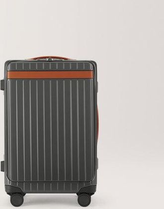 Carl Friedrik Front pocket Carry-on Luggage - Hard case in Polycarbonate and Aluminium - Gray / Cognac Brown