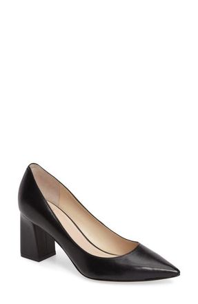 Marc Fisher Zala Block Heel Pump in Black Leather at Nordstrom, Size 5.5