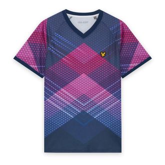 Lyle & Scott Chevron Printed Football T-Shirt - Heren - Tops - Blauw - Maat: S Katoen