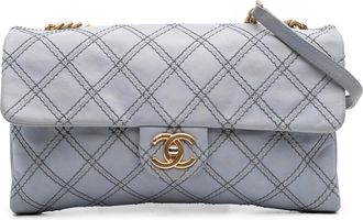 Chanel Pre-owned Womens Quilted Leather Shoulder Bag - Light Grey - One Size
