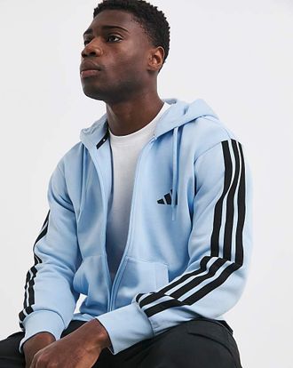 adidas 3 Stripes Full Zip Fleece Hoodie