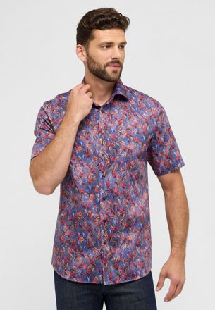 Eterna Kurzarmhemd ETERNA MODERN FIT, Herren, Gr. 43, Normalgr&ouml;ssen, blau (dunkelblau), Twill, 100% cotton, tailliert, Hemden Kurzarmhemd