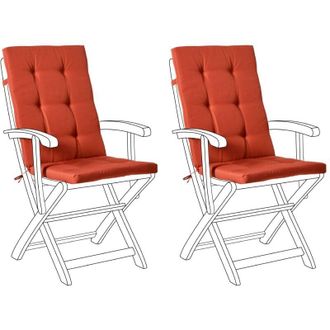 Beliani Beliani - Set di 2 cuscini per sedute e schienaleda esterno con lacci rosso Maui Premium