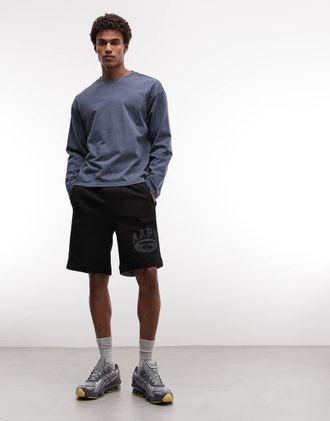 Aape By A Bathing Ape Aape by A Bathing Ape - Pantaloncini di jersey ampi double-face neri e blu-Multicolore